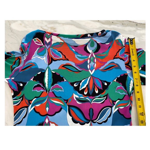 EMILIO PUCCI BLUE MULTI PRINT DRESS SIZE US 12 / IT 46 NWOTS! - Picture 11 of 16